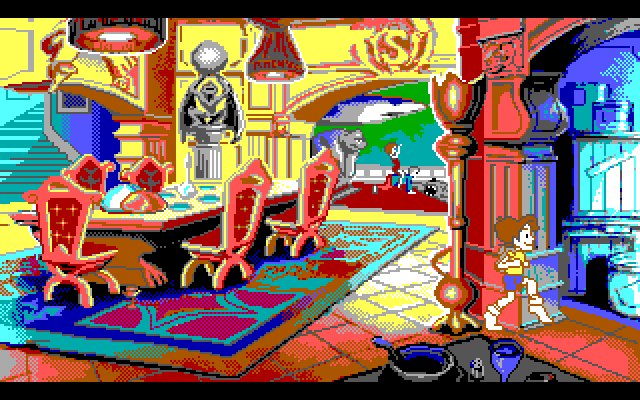 Adventures of Willy Beamish, The IBM PC/Compatibles Screenshot: Sneaking through the mansion...