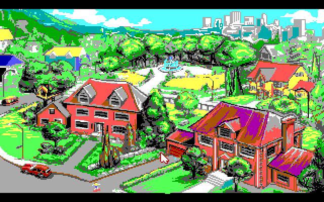 Adventures of Willy Beamish, The IBM PC/Compatibles Screenshot: The view of Willy's house along with some other places to visit.