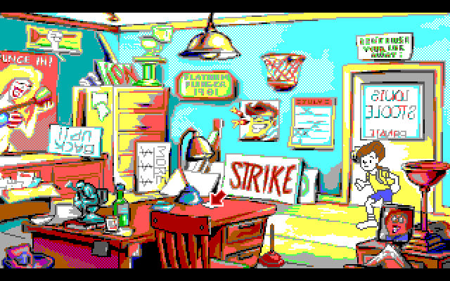 Adventures of Willy Beamish, The IBM PC/Compatibles Screenshot: Sneaking around an office...