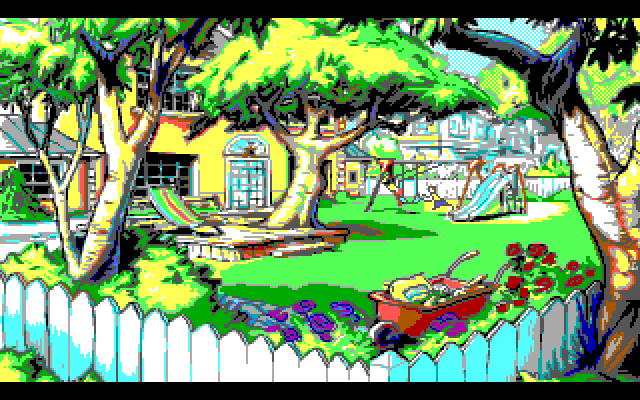 Adventures of Willy Beamish, The IBM PC/Compatibles Screenshot: Willy pushes his younger sister on the swings...