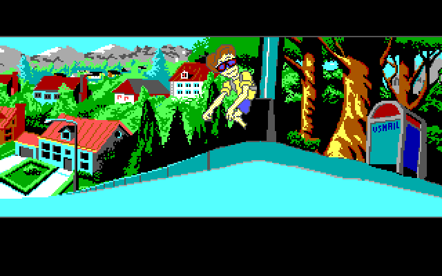 Adventures of Willy Beamish, The IBM PC/Compatibles Screenshot: Riding a skateboard home...