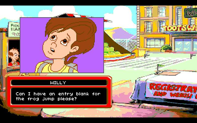 Adventures of Willy Beamish, The Amiga Screenshot: Picking up a form for the frog jump.