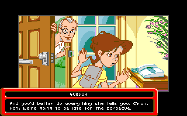 Adventures of Willy Beamish, The Amiga Screenshot: A babysitter? Oh no!