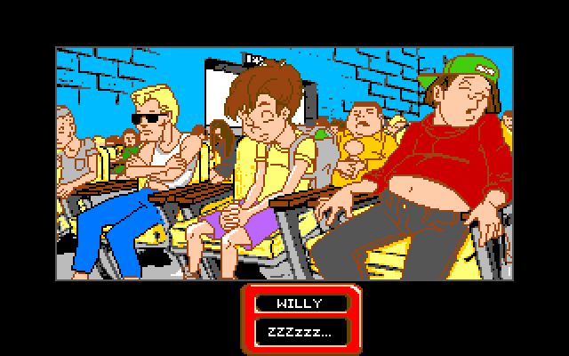 Adventures of Willy Beamish, The Amiga Screenshot: All of the students are bored, especially Willy...