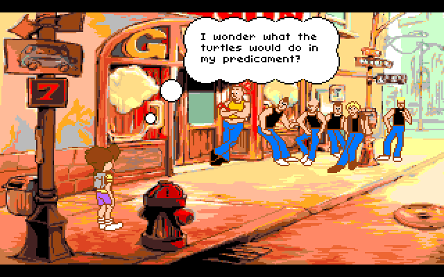 Adventures of Willy Beamish, The Amiga Screenshot: Uh oh, this gang doesn't look friendly...