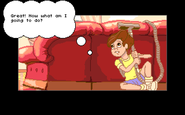 Adventures of Willy Beamish, The Amiga Screenshot: Hiding from the babysitter.