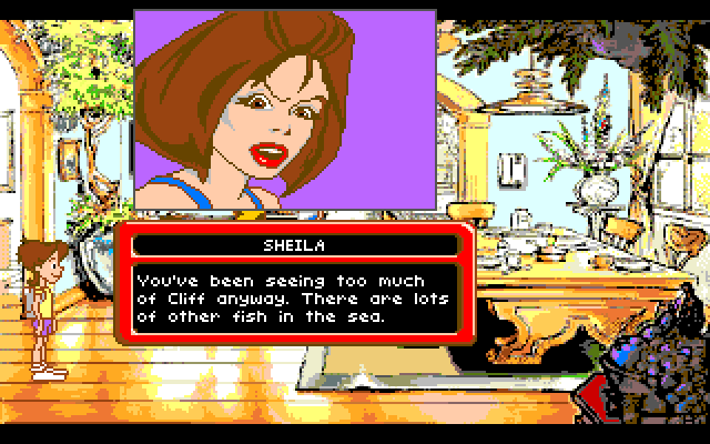 Adventures of Willy Beamish, The Amiga Screenshot: Meanwhile, Tiffany is in trouble...