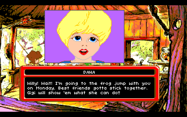 Adventures of Willy Beamish, The Amiga Screenshot: Dana will help you out with the frog jump.