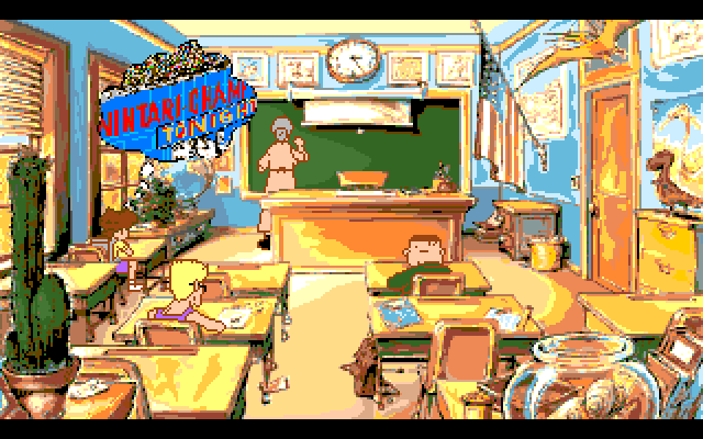 Adventures of Willy Beamish, The Amiga Screenshot: In detention Willy dreams about the Nintari championships...