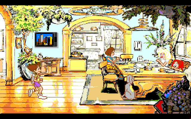Adventures of Willy Beamish, The Amiga Screenshot: Arriving late for dinner...