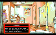 Adventures of Willy Beamish, The for Amiga - In the bathroom...the painter provides a clue...