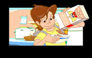 Adventures of Willy Beamish, The for Amiga - Breakfast time! Pouring some cereal...