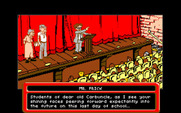Adventures of Willy Beamish, The for Amiga - The principal gives a speech...