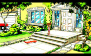 Adventures of Willy Beamish, The for Amiga - The front of the house...hmm, the mail is here!