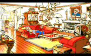 Adventures of Willy Beamish, The for Amiga - This is the living room; Willy's dad is worried...