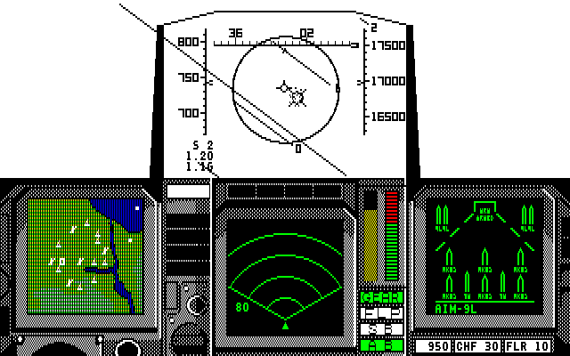 F-15 Strike Eagle PC-8800 Series Screenshot: Firing some missiles...