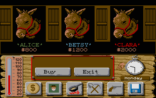 Lost Dutchman Mine Atari ST Screenshot: A horse would also be of help!