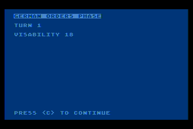 Kampfgruppe Atari 8-bit Screenshot: The German orders phase...