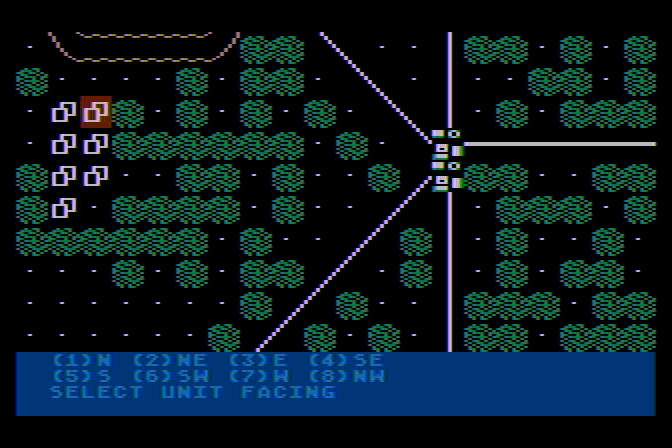 Kampfgruppe Atari 8-bit Screenshot: Select unit facing...