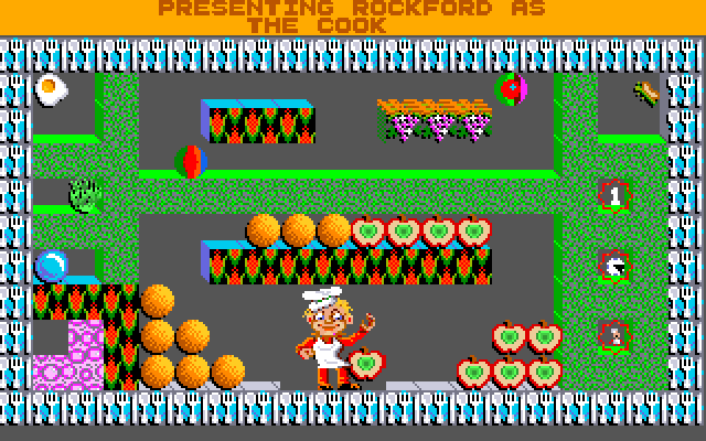 Rockford: The Arcade Game Amiga Screenshot: Presenting Rockford the cook!