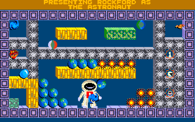 Rockford: The Arcade Game Amiga Screenshot: Presenting Rockford as the astronaut.