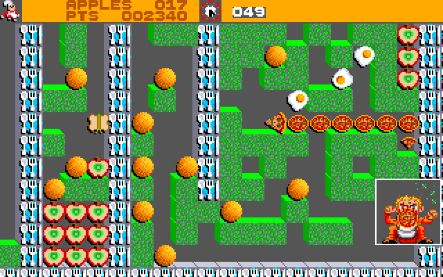 Rockford: The Arcade Game Amiga Screenshot: Smash! Crushed by a rock...