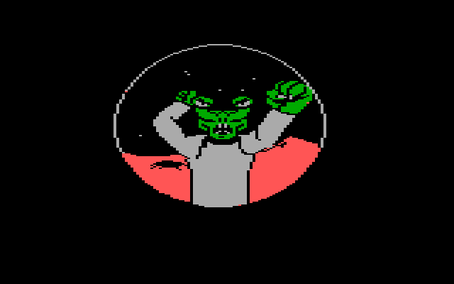 Maniac Mansion IBM PC/Compatibles Screenshot: Using the telescope...it's an angry alien!