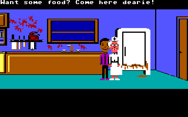 Maniac Mansion IBM PC/Compatibles Screenshot: I've been caught by Nurse Edna!