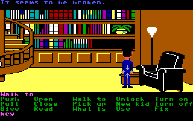 Maniac Mansion IBM PC/Compatibles Screenshot: I found a phone...but it's broken!