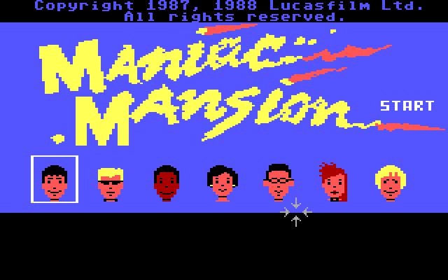 Maniac Mansion IBM PC/Compatibles Screenshot: Choose your characters before beginning the game.
