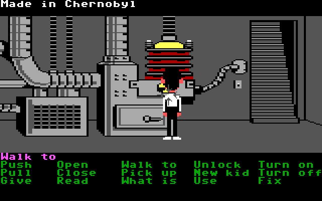 Maniac Mansion IBM PC/Compatibles Screenshot: For some reason there is a nuclear reactor in the basement...