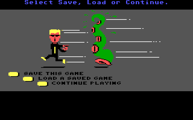 Maniac Mansion IBM PC/Compatibles Screenshot: The save/load game screen.