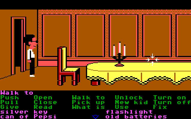 Maniac Mansion IBM PC/Compatibles Screenshot: This room...and table...is very long!