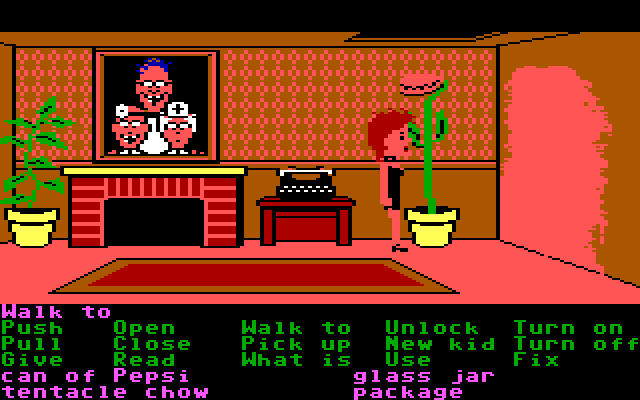 Maniac Mansion IBM PC/Compatibles Screenshot: That's a tall plant!