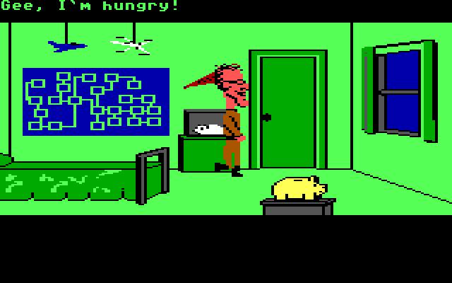 Maniac Mansion IBM PC/Compatibles Screenshot: Cut scenes sometimes show you when another character is heading your way...