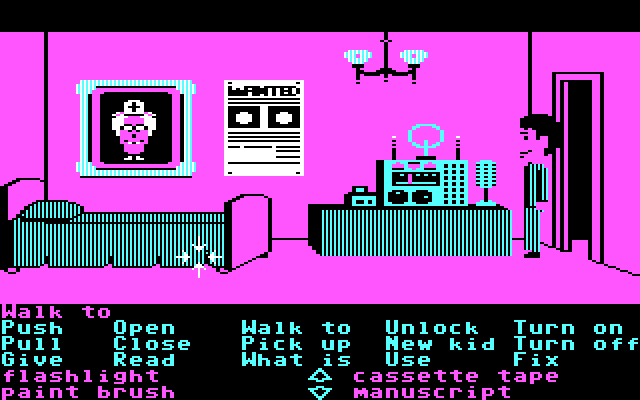 Maniac Mansion IBM PC/Compatibles Screenshot: This is Dr. Fred's room.
