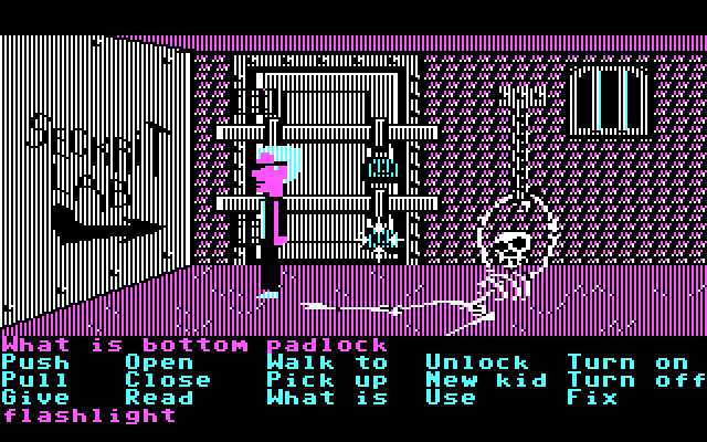 Maniac Mansion IBM PC/Compatibles Screenshot: Trapped in the dungeon...for now.