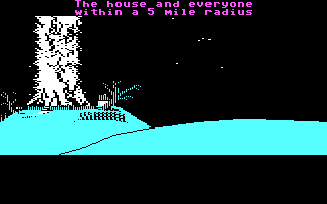 Maniac Mansion IBM PC/Compatibles Screenshot: Oops, the house exploded!