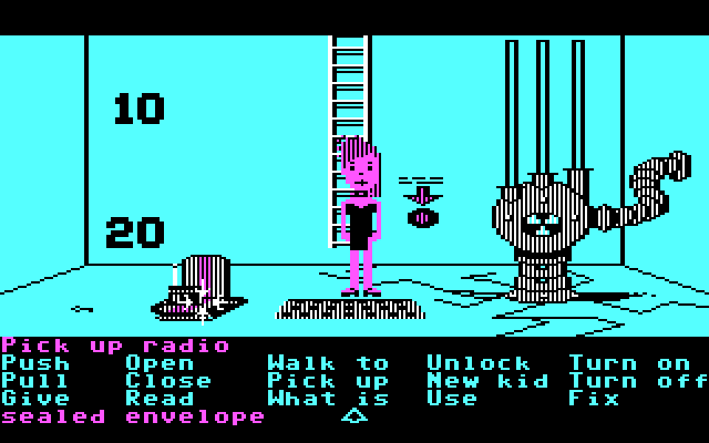 Maniac Mansion IBM PC/Compatibles Screenshot: Now I can get that radio!