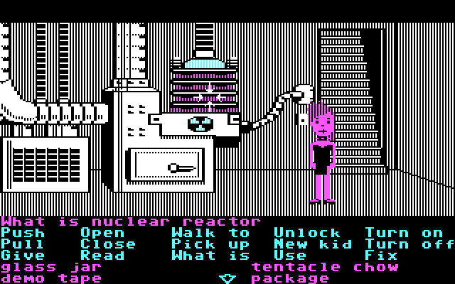 Maniac Mansion IBM PC/Compatibles Screenshot: Why is there a nuclear reactor in the basement?
