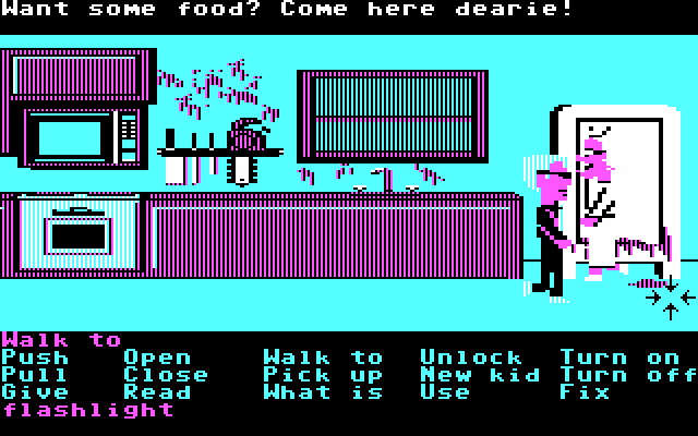 Maniac Mansion IBM PC/Compatibles Screenshot: Don't get caught by Nurse Edna!