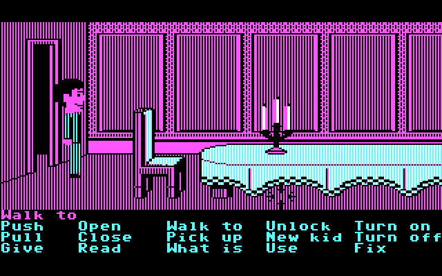 Maniac Mansion IBM PC/Compatibles Screenshot: A long dining room...