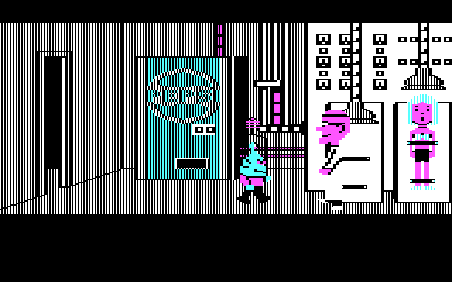 Maniac Mansion IBM PC/Compatibles Screenshot: The meteor police showed up!