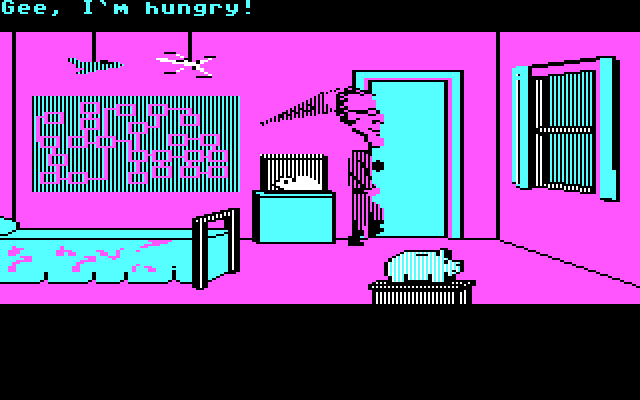 Maniac Mansion IBM PC/Compatibles Screenshot: Weird Ed in a cutscene...