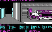Maniac Mansion for IBM PC/Compatibles - There is a really weird car in the garage!