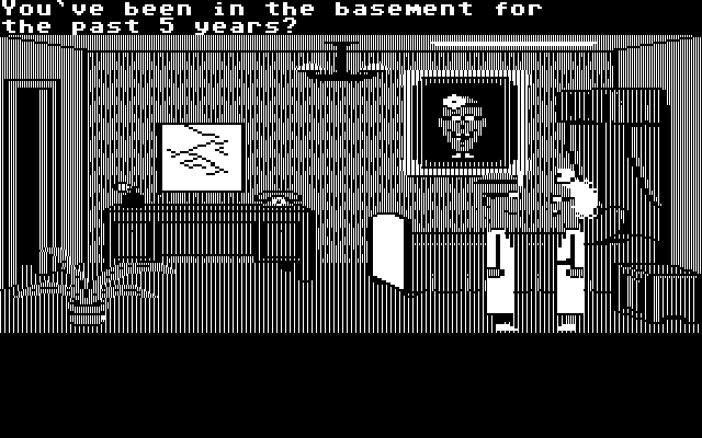 Maniac Mansion IBM PC/Compatibles Screenshot: Nurse Edna isn't very pleased with Dr. Fred.