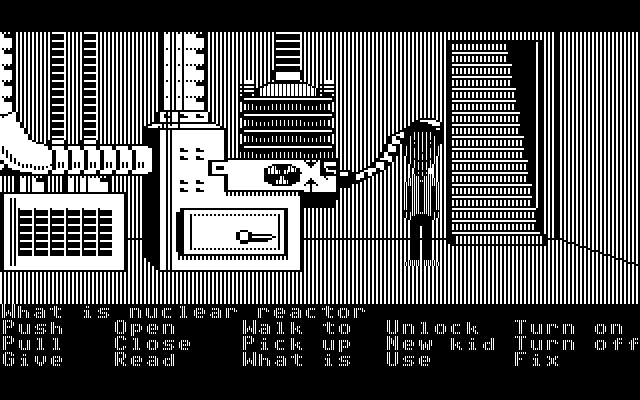 Maniac Mansion IBM PC/Compatibles Screenshot: Why is there a nuclear reactor in the basement?