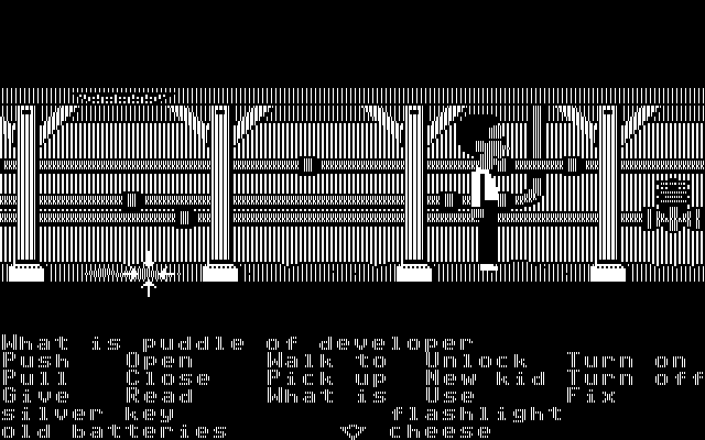Maniac Mansion IBM PC/Compatibles Screenshot: Exploring the basement of the mansion.