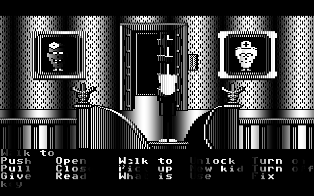 Maniac Mansion IBM PC/Compatibles Screenshot: At the top of the stairs.