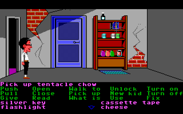 Maniac Mansion IBM PC/Compatibles Screenshot: Tentacle chow? There are some weird items you'll find...